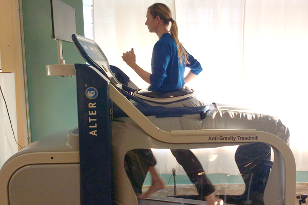 Athlete running on the alterG